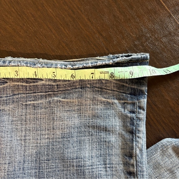 Men’s Guess Premium Denim Washout Distressed Jeans Wide Boot Cut 36x30 - Picture 2 of 13